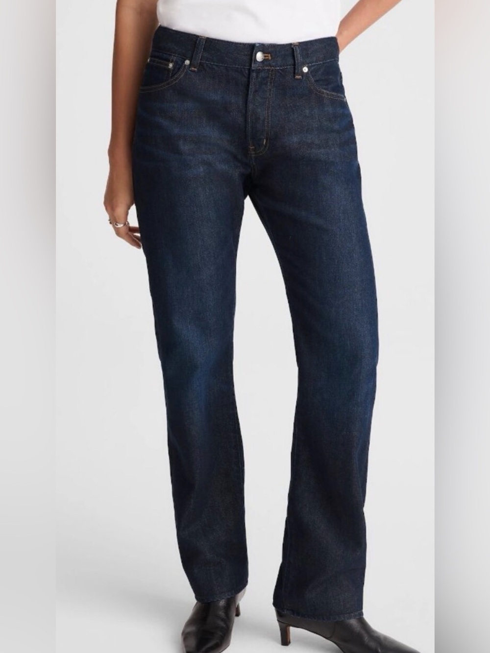 Madewell Dark Blue Straight-Leg Jeans with Button Fly Airy Denim super soft